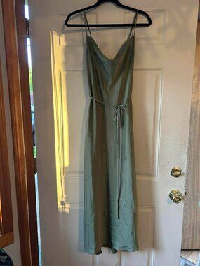 Park & Fifth Sullivan Dress | Olive Green Satin | Small